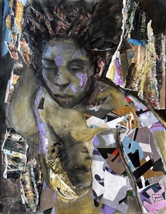 Duality, Love Story provocative collage 2 women muted colors