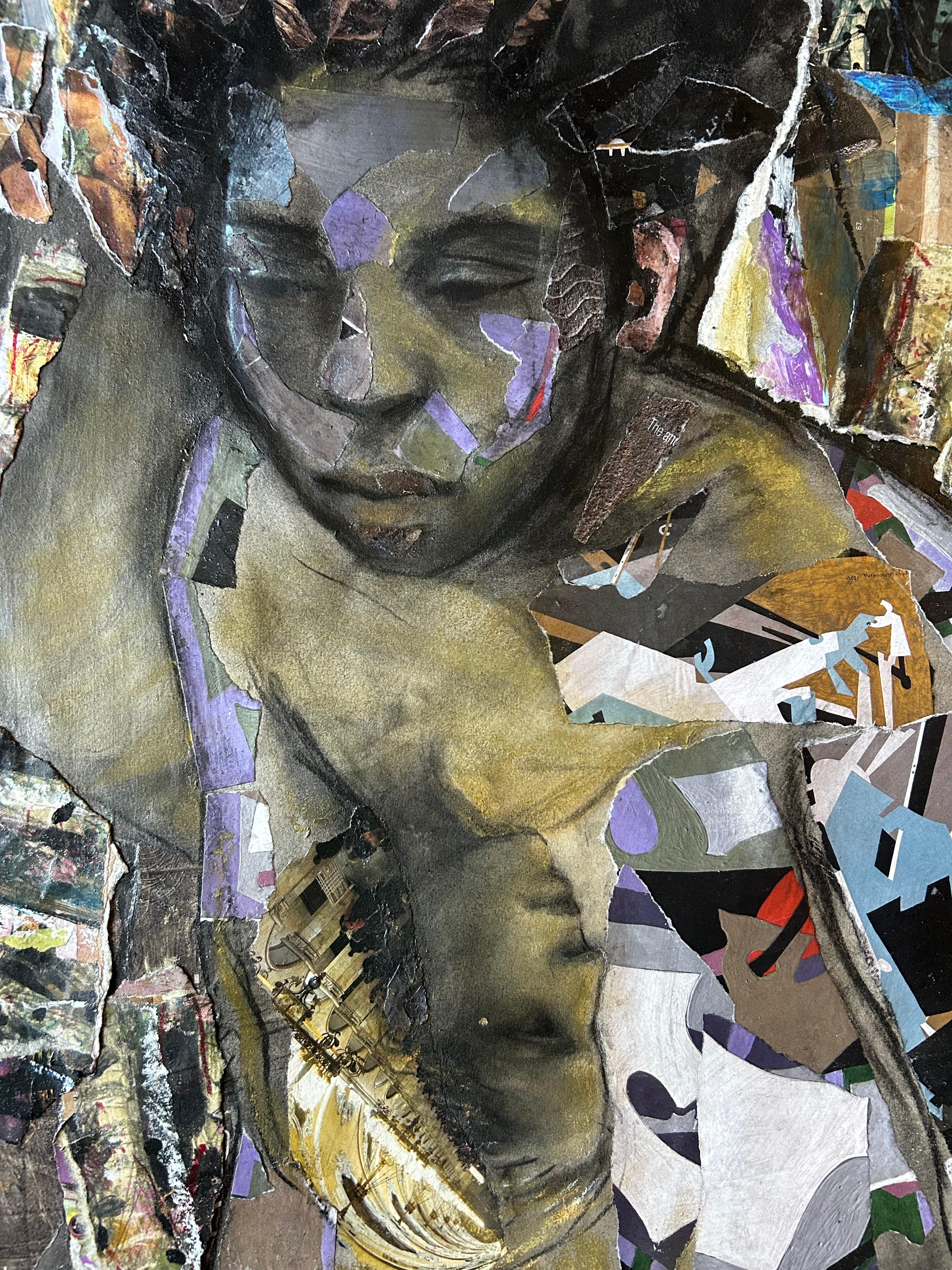 Dualità, collage provocatorio con 2 donne dai colori tenui - Art di Audrey Anastasi