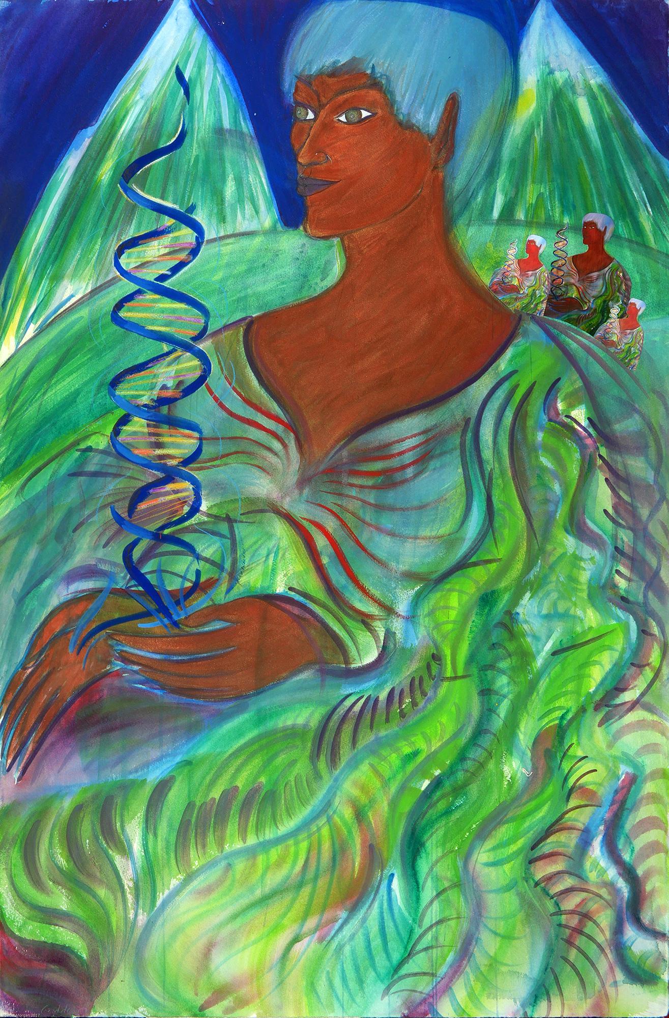 Janet Morgan Nude Painting - The DNA Goddess