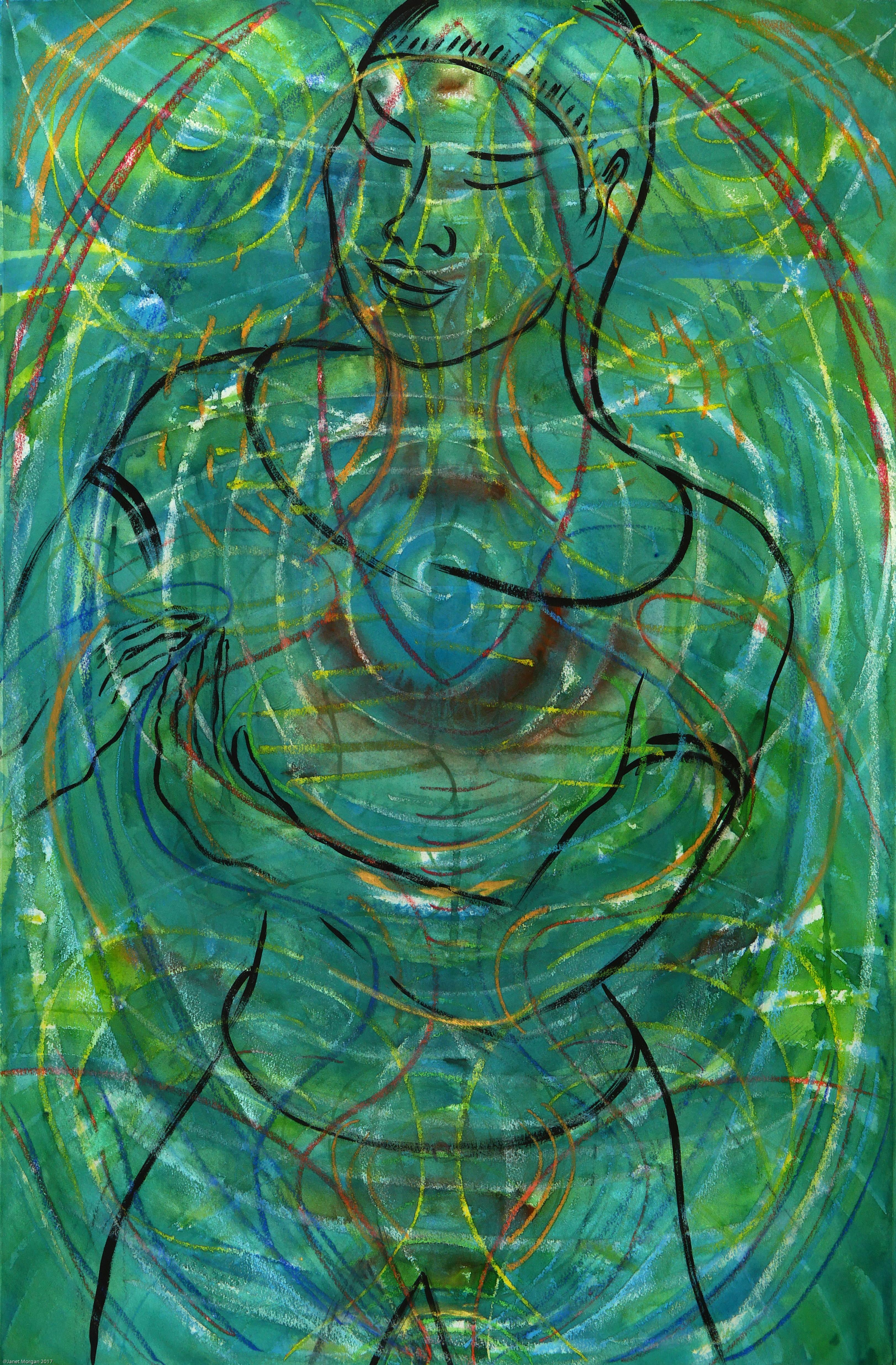 Stringer, astrazione figurativa colorata di colore verde