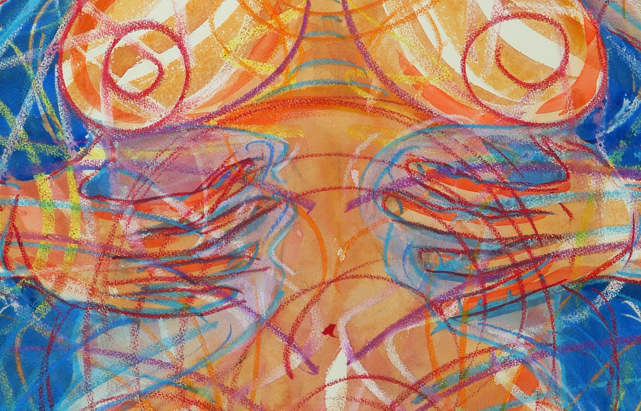 UmmHummm, farbenfrohe, spirituelle, energetische, mystische Figur – Painting von Janet Morgan