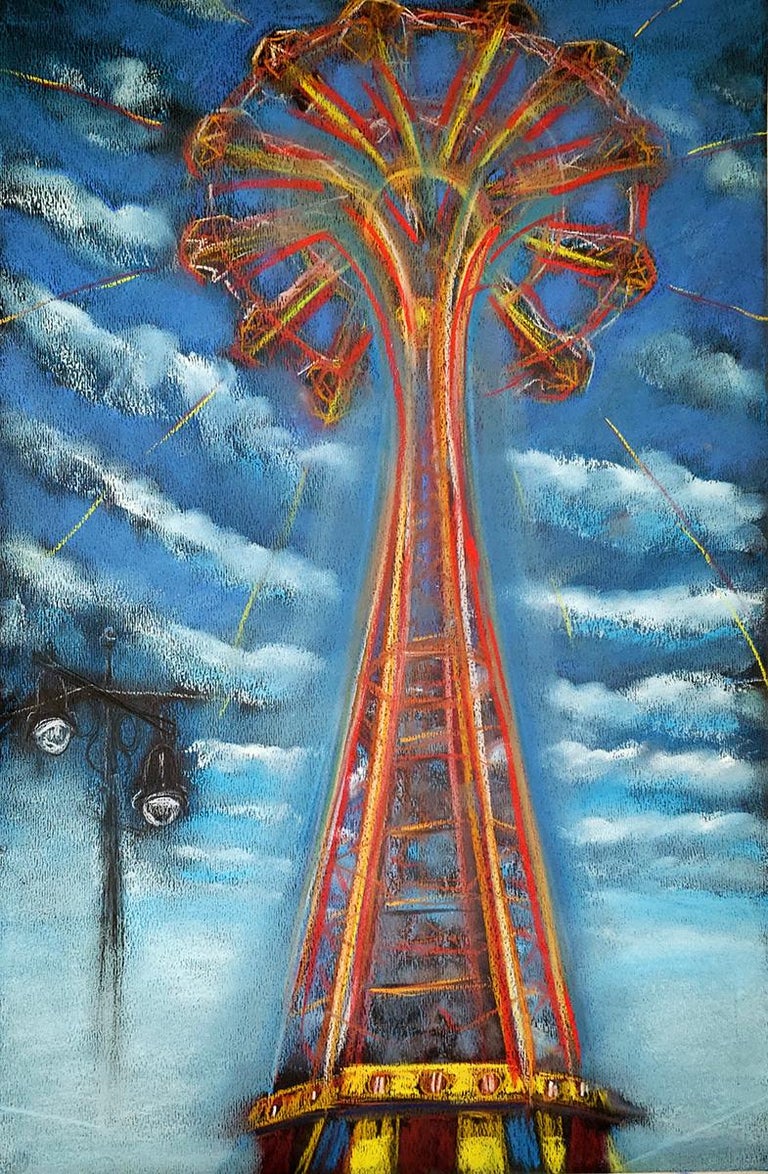 Janet Morgan Landscape Art - The Day I met a Man Named Precise under the Parachute Jump, Coney Island 