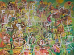 "Complex" large scale colorful gestural abstraction, energy, warm tones, yellows