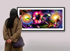 Gardens & Galaxies Purple Flowers 24"x42" colorful abstract night sky patterns