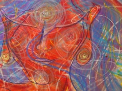 Hot Flash, figure, red colors, bright swirling patterns