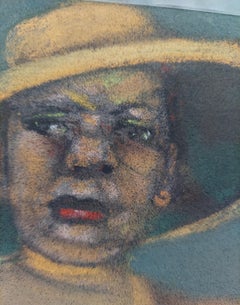 Dark Reflections  interior with female figure and mirrors yellow and black color