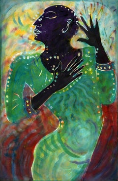 Singer, from the Wild Woman Series, bright green tones music theme