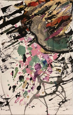 Einzigartig unbequem für Zwängen, 40 Zoll x 26 Zoll, abstrakte Geste mit weiblicher Figur