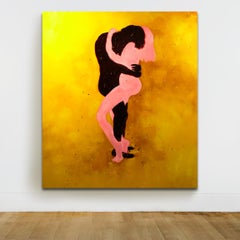 "The Kiss" contemp, 21st Cent. Figurative painting, oil&glaze medium on canvas