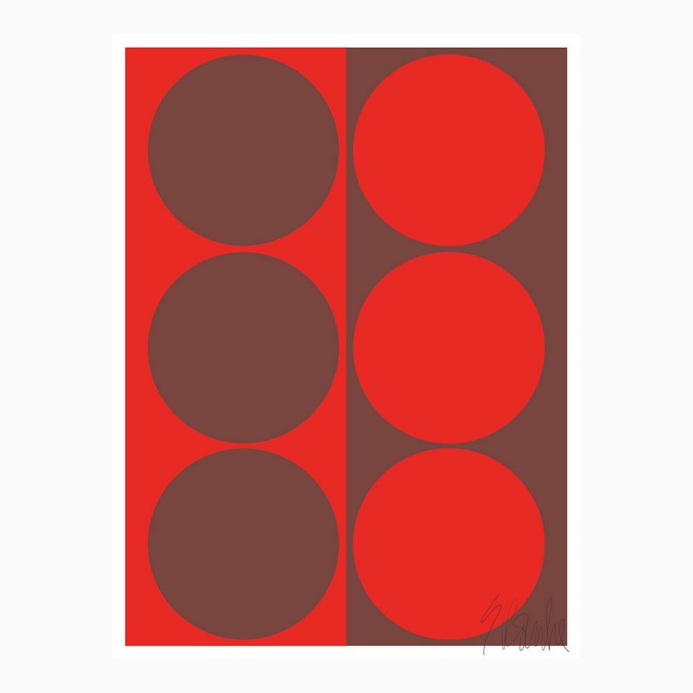 Liz Roache Abstract Print - "Red Dynamic Pair"  Modern, Mid Century, Contemporary, Fine Art Print