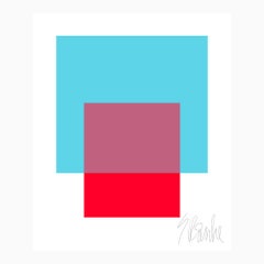 "The Interaction of Red and Turquoise"  Modern, Mid Century, Fine Art Print