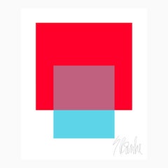 "The Interaction of Red and Turquoise" Modern, Mid Century Fine Art Print