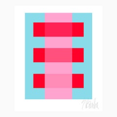 "Pink Through Red on Turquoise" Modern, Mid Century, Contemporary Fine Art Print