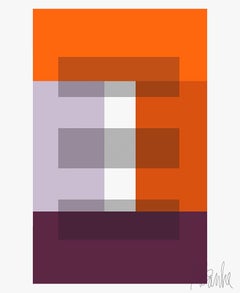 "Orange, Plum and Gray Composition" Modern, Mid Century, Contemporary Print