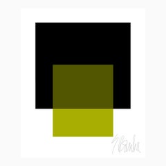 "The Interaction of Jet Black and Leaf Green" Modern, Mid Century Fine Art Print