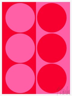 "Dynamic Pair: Bright Pink and Red" Modern, Mid Century, Contemporary Print