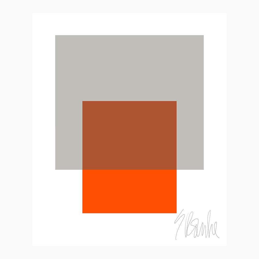 Liz Roache Abstract Print - "The Interactionof Gray and Orange"  Modern, Contemporary, Fine Art Print