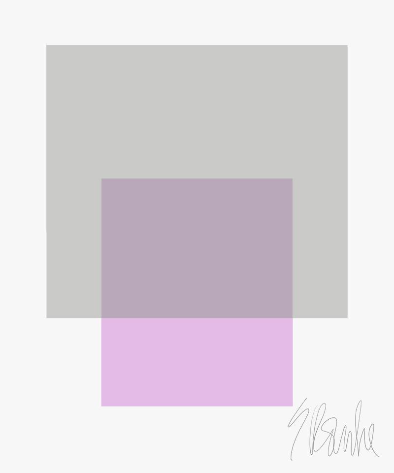 "The Interaction of Gray and Lavender" by Liz Roache
(Gray and Purple)

This Modern, Mid Century, Contemporary Fine Art Print was created by artist, designer and art educator Liz Roache. Each one of our "Interactions" evoke their own moods.  This