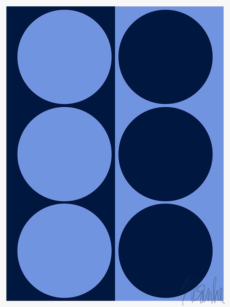 Liz Roache Abstract Print - "Dynamic Pair: Blue" Modern, Mid Century, Contemporary Fine Art Print