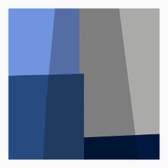 "Blue and Gray Collage" Mid Century, Modern, Contemporary, Fine Art Print