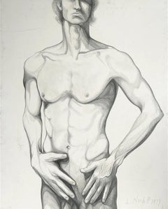 Vintage (Male Nude) Untitled, 1977, Original Drawing—Lowell Nesbitt