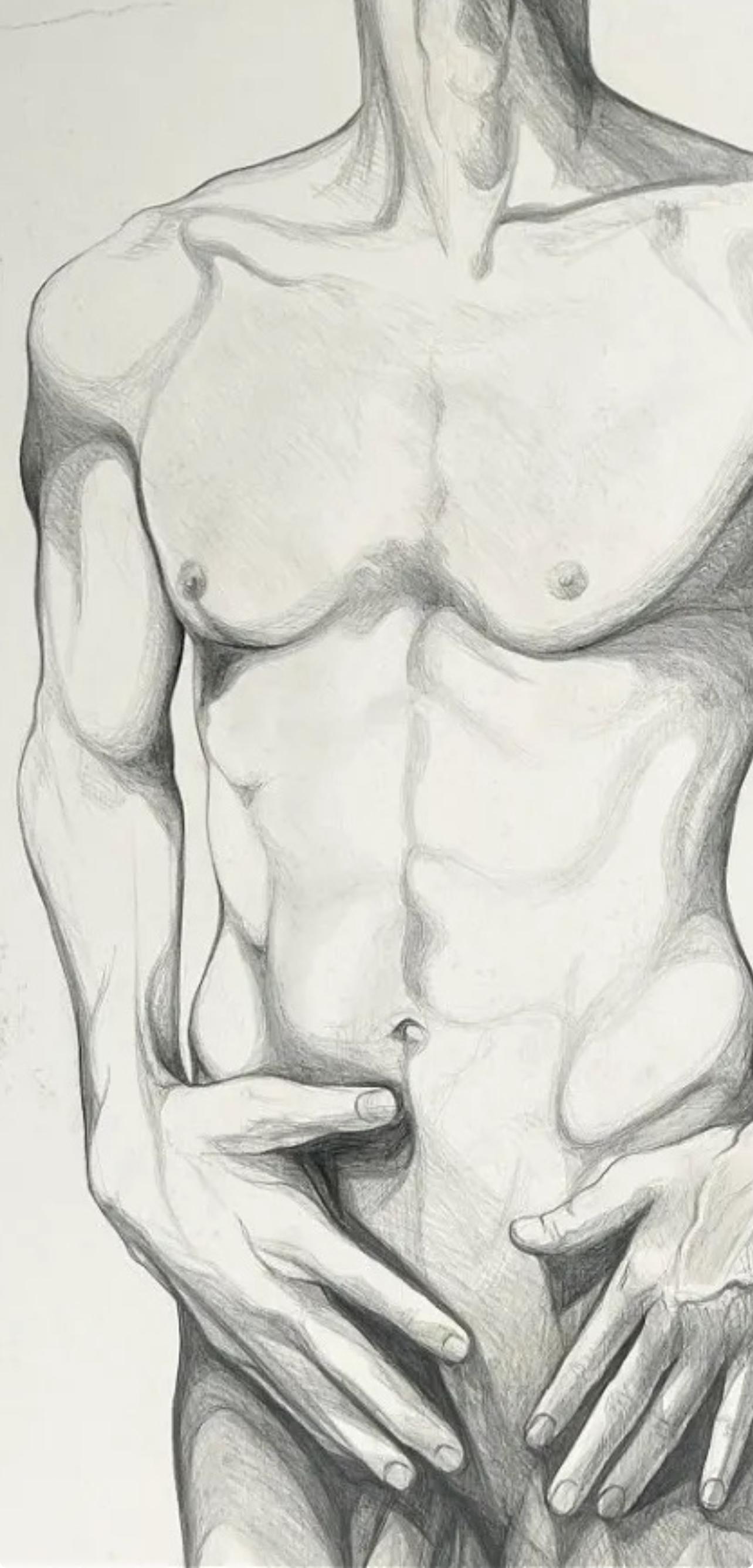 (Male Nude) Untitled, 1977, Original Drawing—Lowell Nesbitt For Sale 2