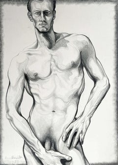 Vintage (Male Nude) Untitled, 1980, Original Drawing—Lowell Nesbitt