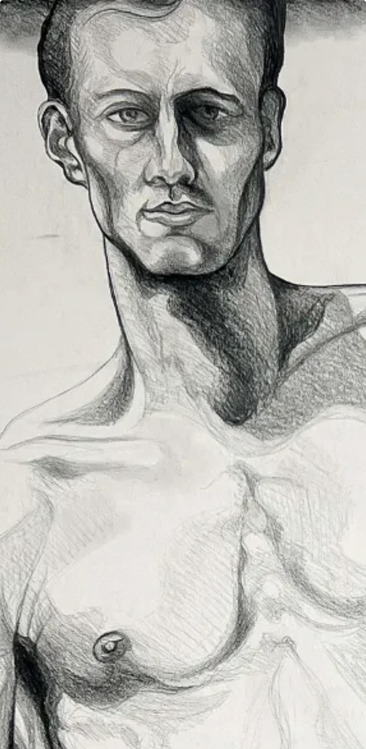 (Male Nude) Untitled, 1980, Original Drawing—Lowell Nesbitt For Sale 1