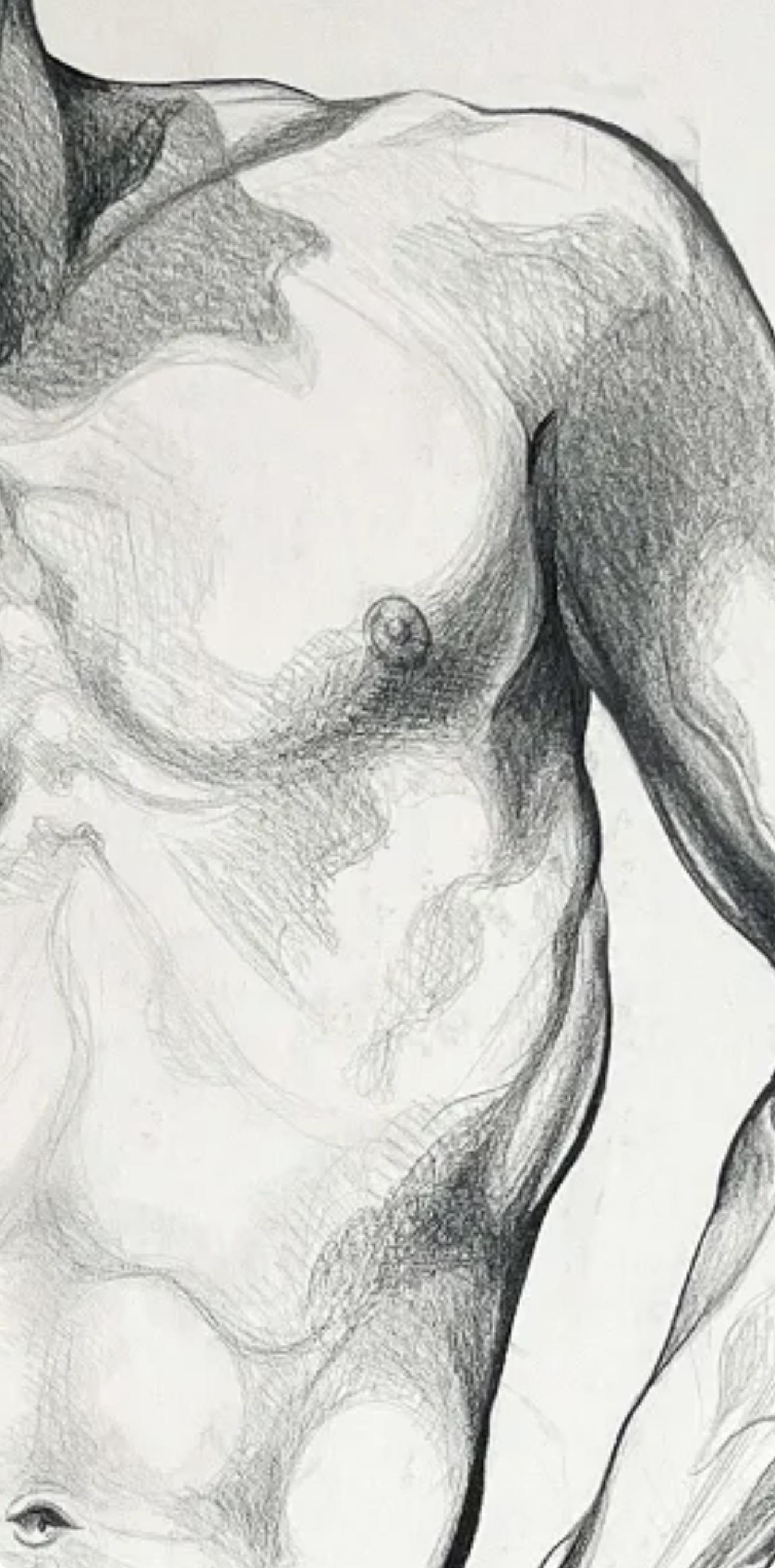 (Male Nude) Untitled, 1980, Original Drawing—Lowell Nesbitt For Sale 2