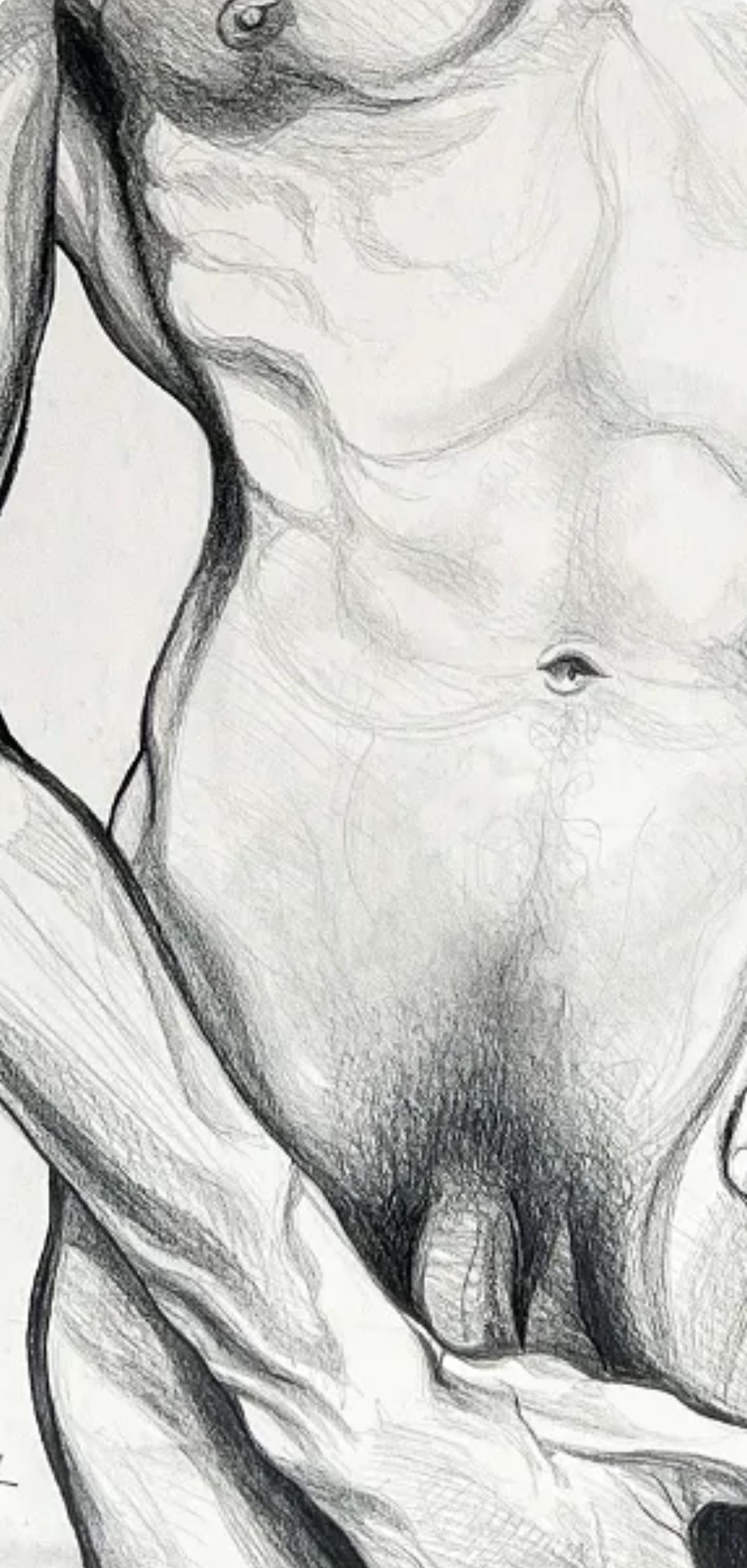 (Male Nude) Untitled, 1980, Original Drawing—Lowell Nesbitt For Sale 4