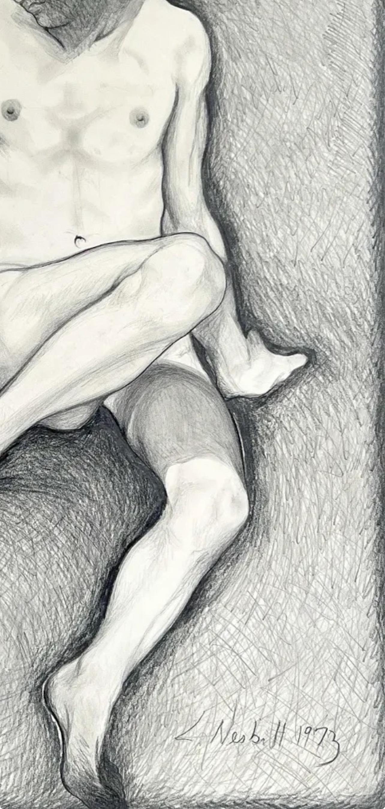 (Male Nude) Untitled, 1973, Original Drawing—Lowell Nesbitt For Sale 3