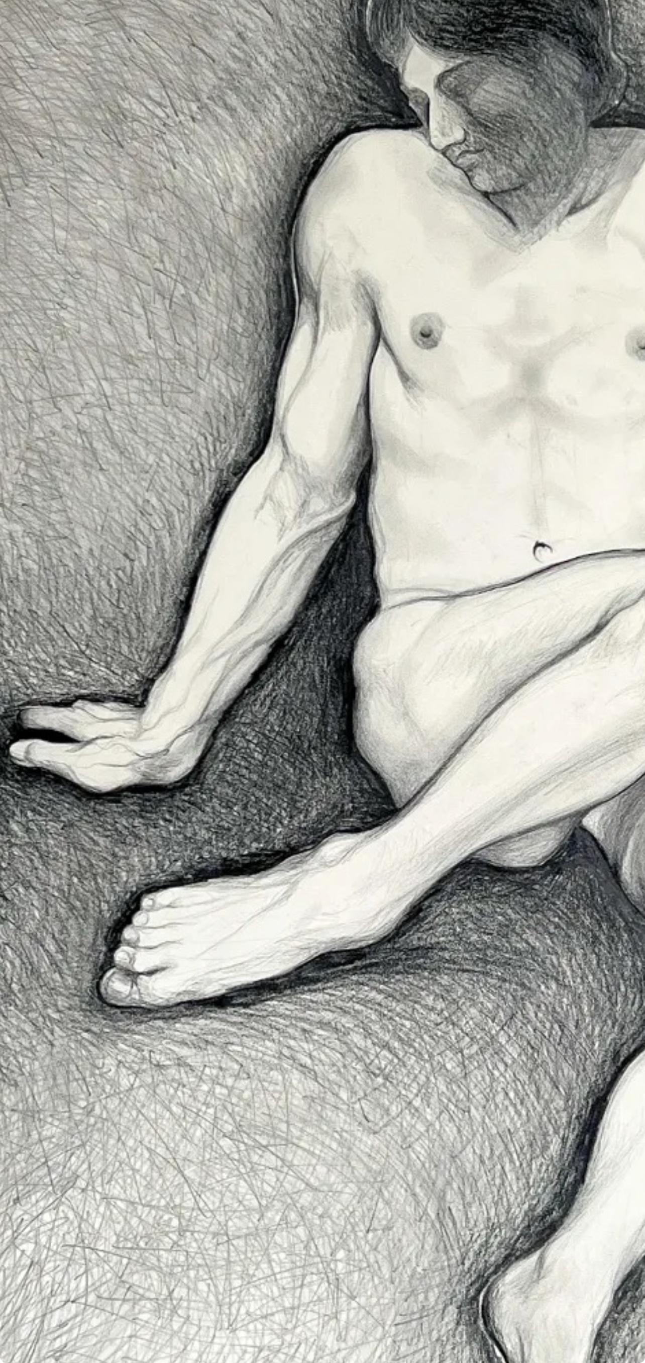 (Male Nude) Untitled, 1973, Original Drawing—Lowell Nesbitt For Sale 2