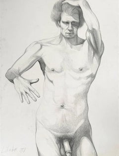 (Nu masculin) Sans titre, 1977, dessin original-Lowell Nesbitt