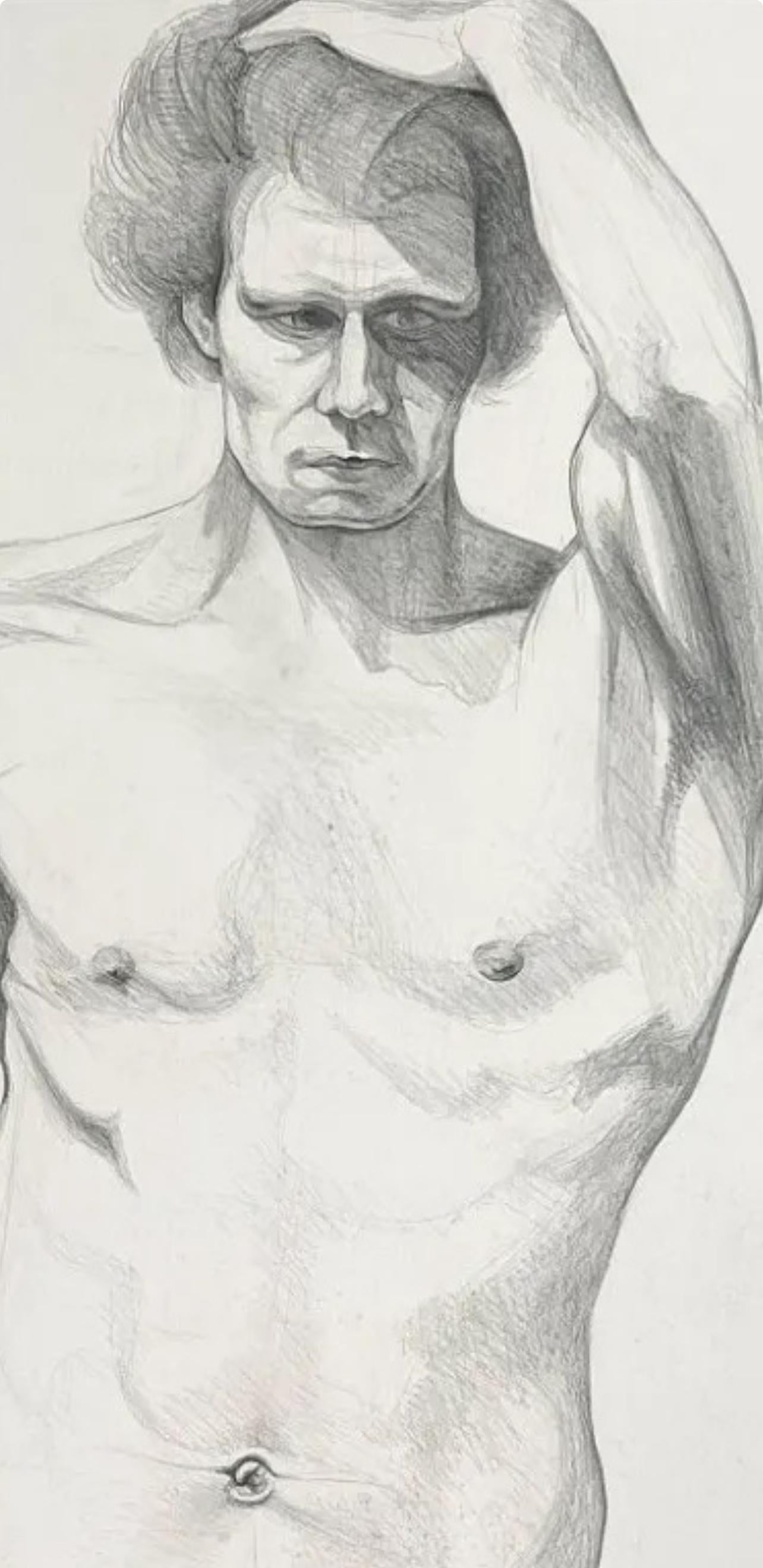 (Nu masculin) Sans titre, 1977, dessin original-Lowell Nesbitt en vente 1