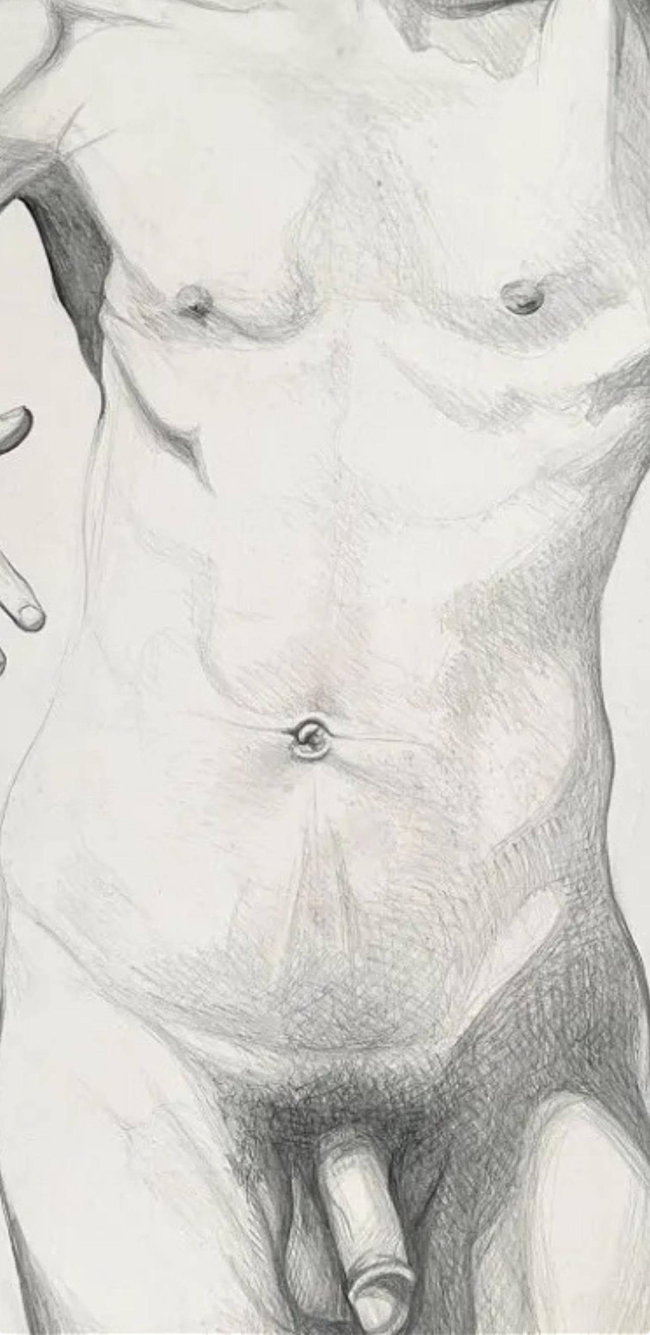 (Male Nude) Untitled, 1977, Original Drawing—Lowell Nesbitt For Sale 2