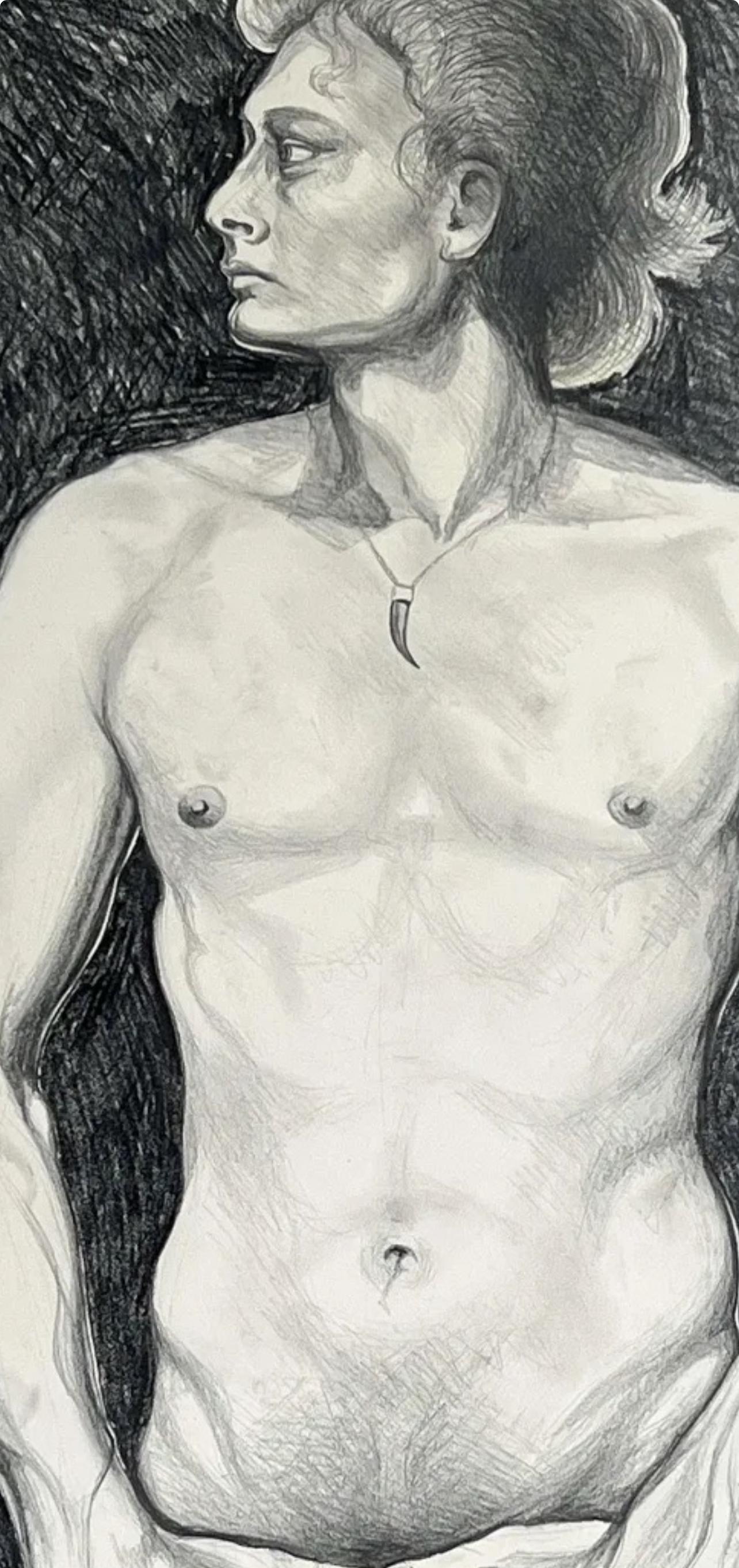 (Male Nude) Untitled, 1974, Original Drawing—Lowell Nesbitt For Sale 1