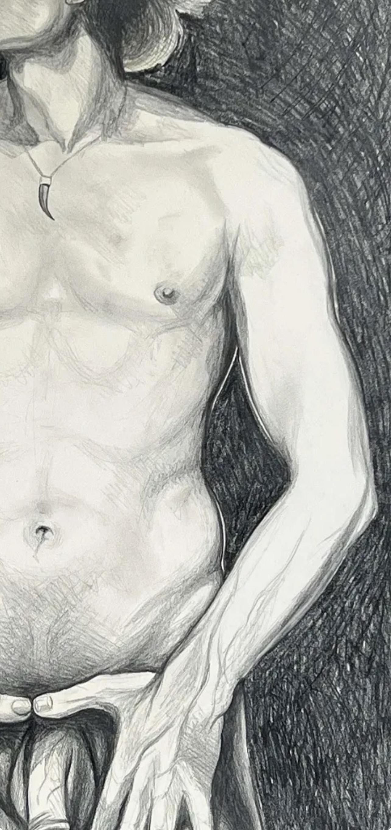 (Male Nude) Untitled, 1974, Original Drawing—Lowell Nesbitt For Sale 2