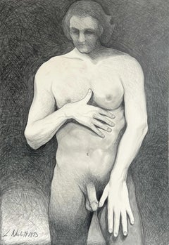 Vintage (Male Nude) Untitled, 1973, Original Drawing—Lowell Nesbitt