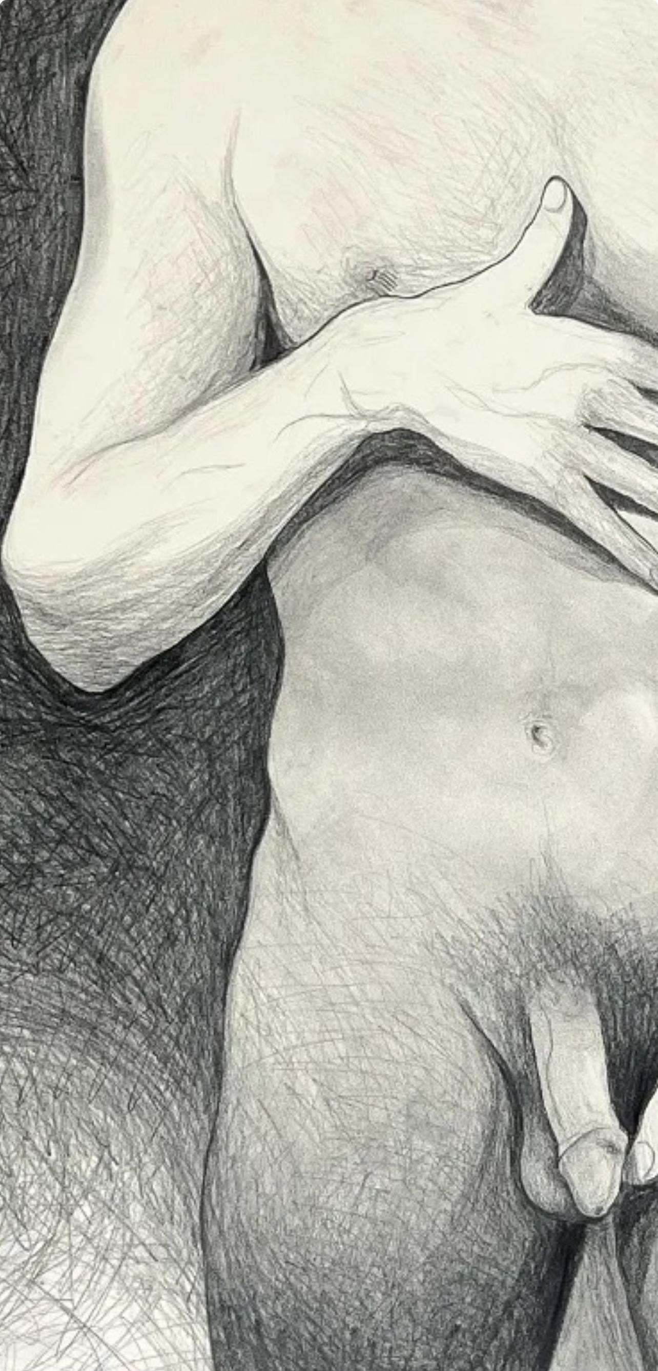 (Male Nude) Untitled, 1973, Original Drawing—Lowell Nesbitt For Sale 3