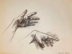 Vintage Untitled (Renaissance Male Hand Figure Study), 1964, Ian Hornak — Drawing