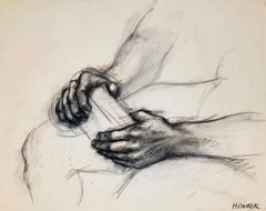 Vintage Untitled (Renaissance Male Hand Figure Study), 1964, Ian Hornak — Drawing