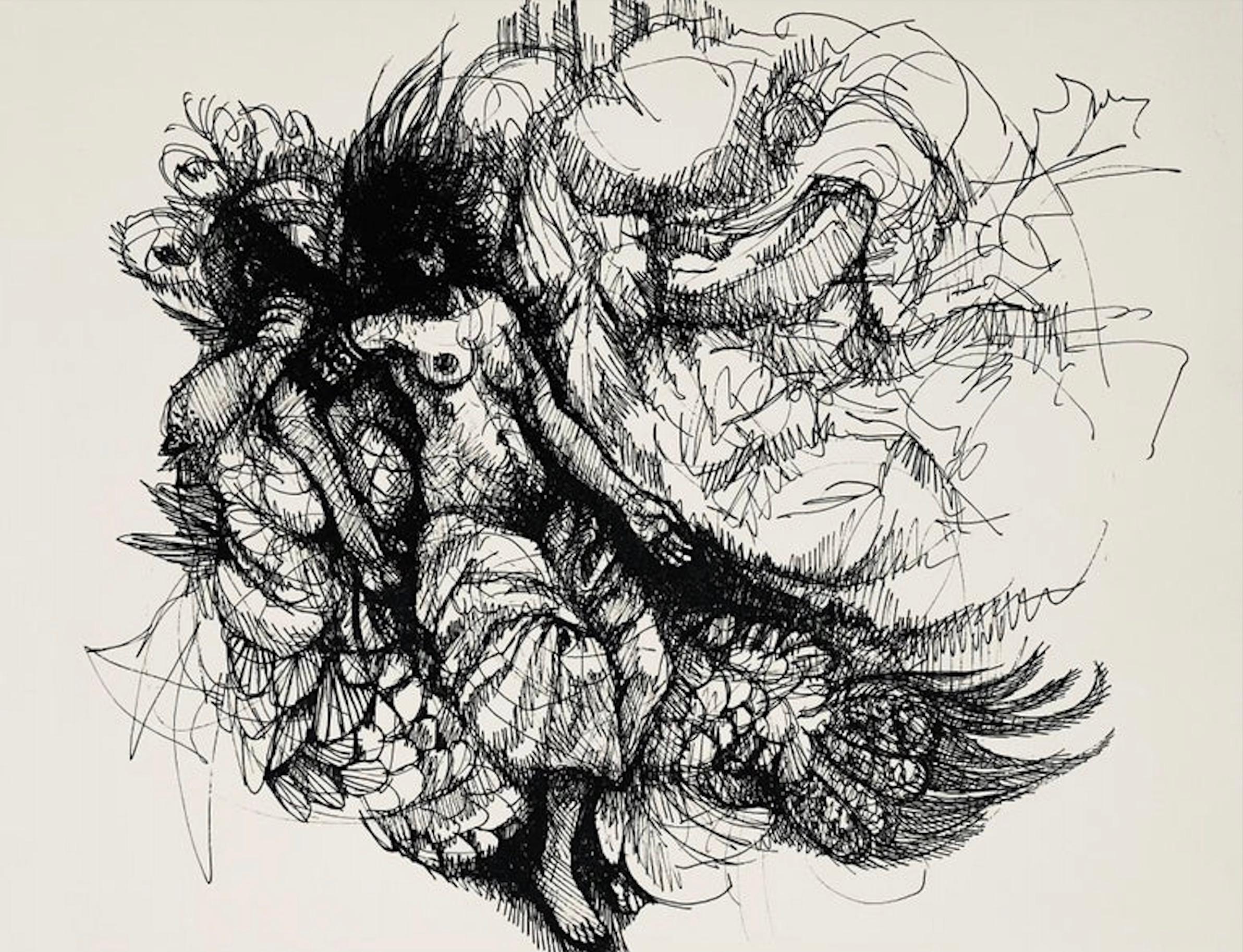 (Abstrakte mythologische Landschaft) Ohne Titel, 1965, Ian Hornak - Zeichnung