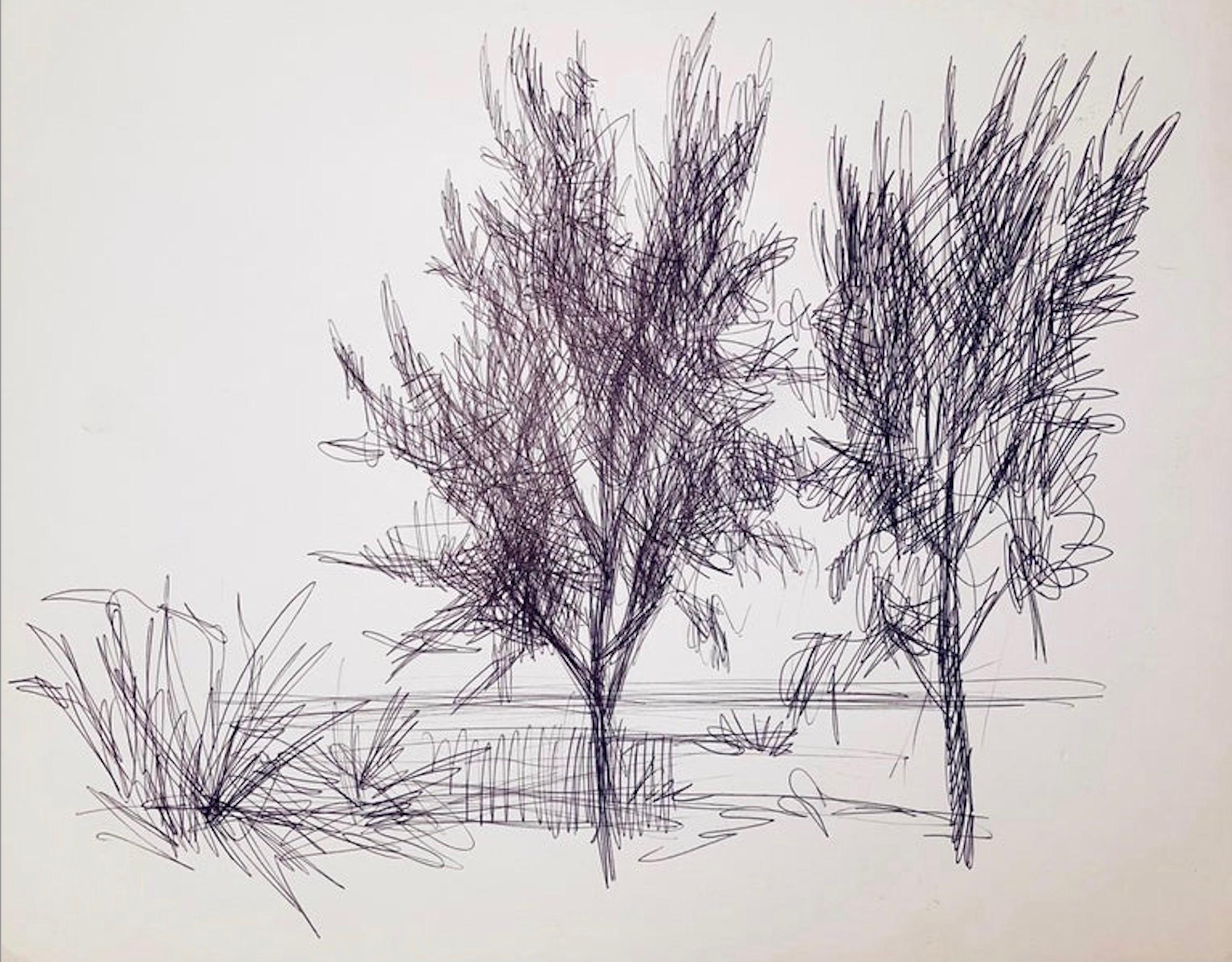 (Abstrakte Landschaft mit Bäumen) Ohne Titel, 2001, Ian Hornak - Zeichnung