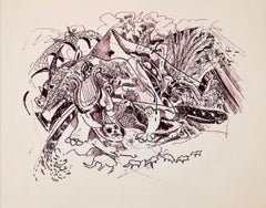 (Abstrakte mythologische Landschaft) Ohne Titel, 2001, Ian Hornak - Zeichnung