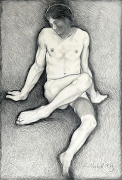 (Desnudo masculino) Sin título, 1973, Dibujo original-Lowell Nesbitt