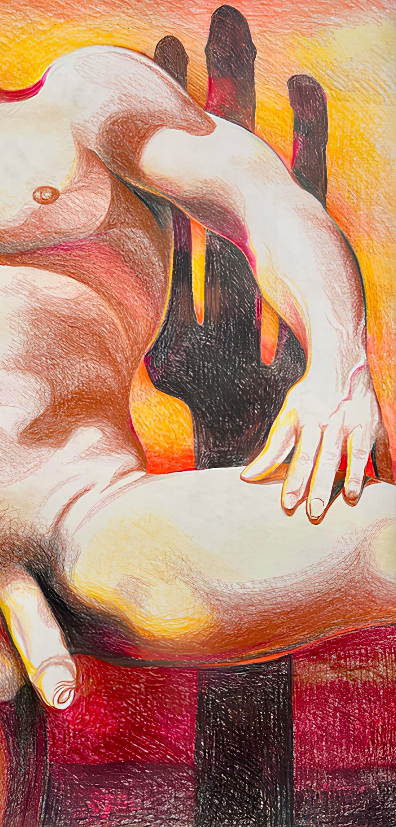Serie Desnudo (Desnudo masculino en el desierto con cactus), Lowell Nesbitt - Dibujo en venta 4