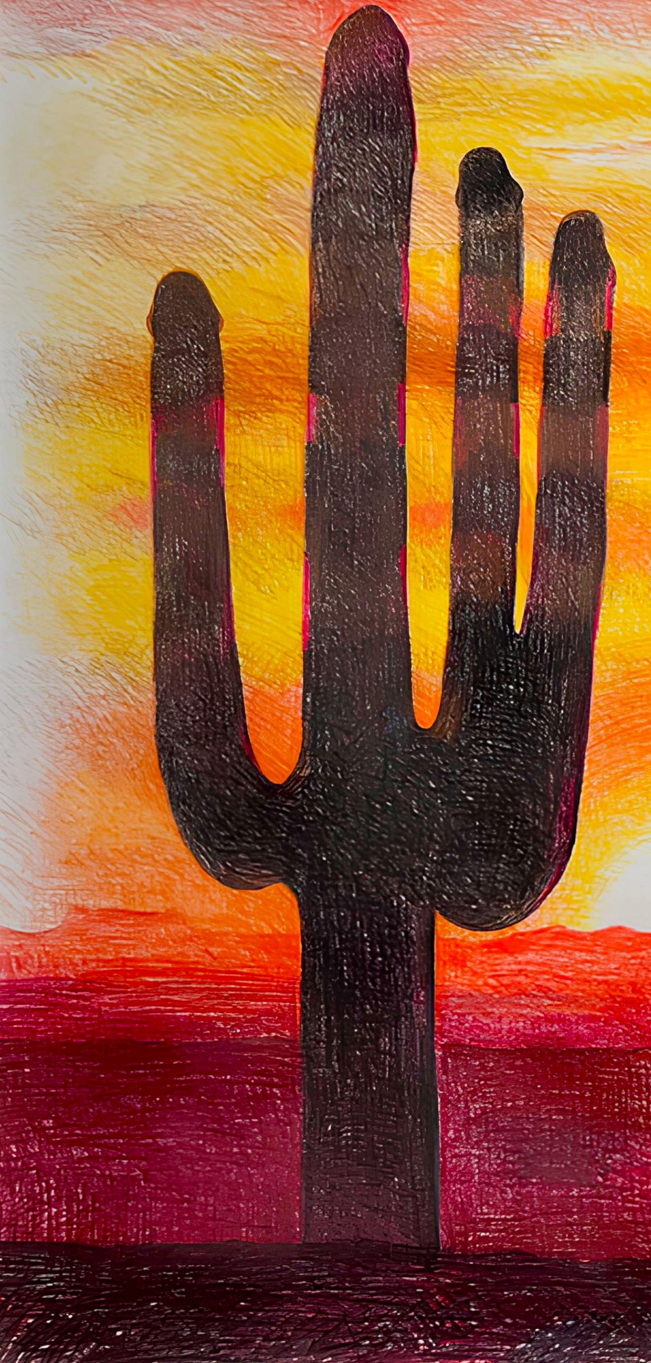 Serie Desnudo (Desnudo masculino en el desierto con cactus), Lowell Nesbitt - Dibujo en venta 2