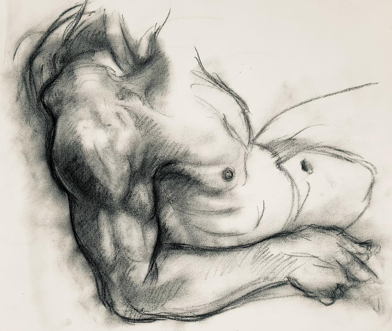 Estudio de figura desnuda masculina renacentista, 1963, Ian Hornak - Dibujo