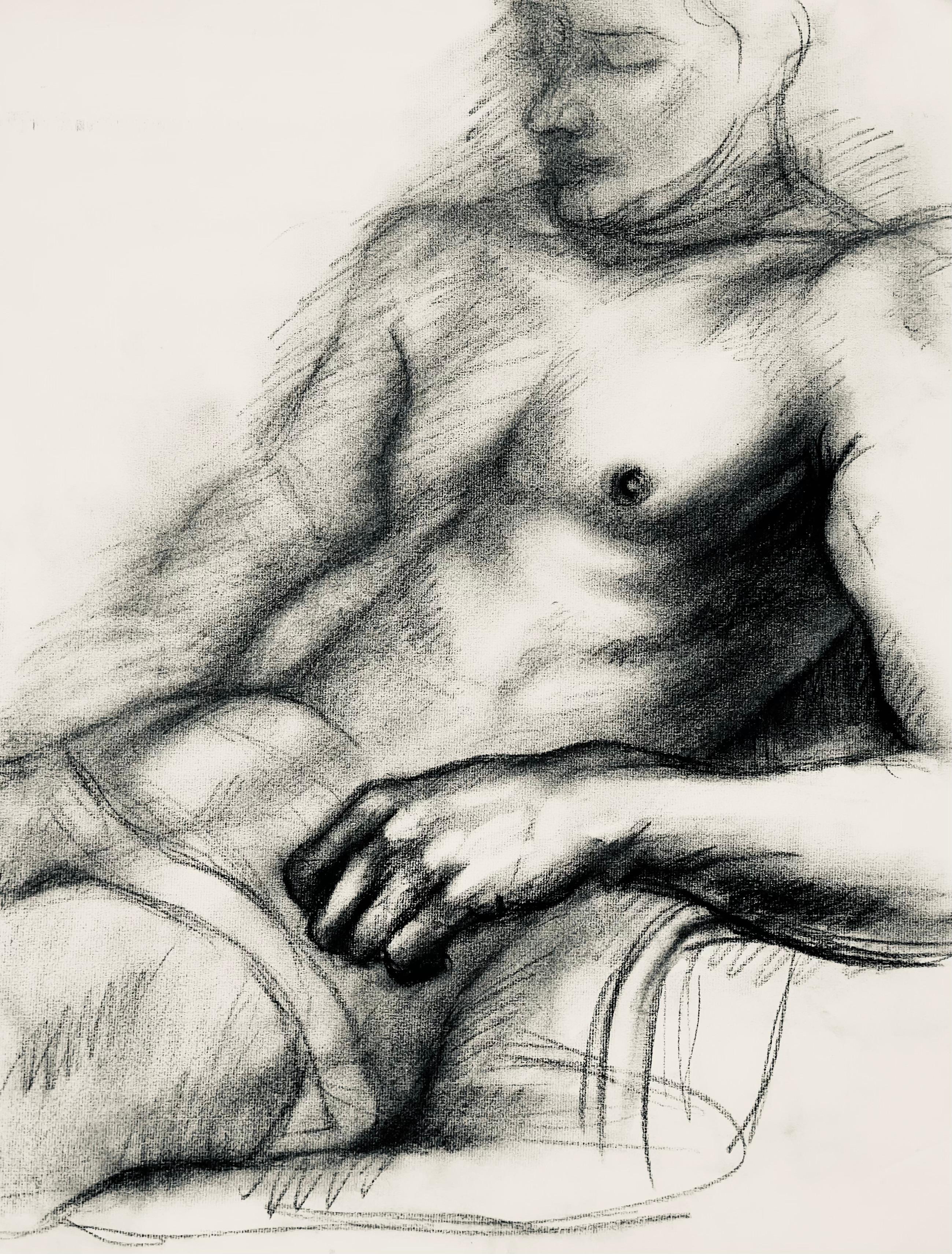 Renaissance Male Nude Figure Study, 1963, Ian Hornak — Drawing