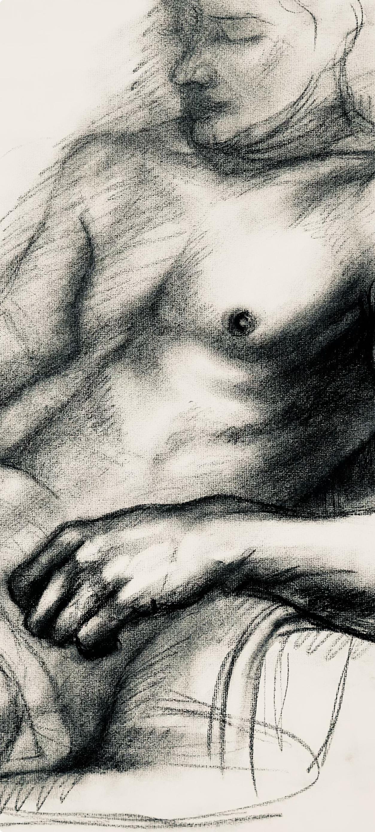 Renaissance Male Nude Figure Study, 1963, Ian Hornak — Drawing For Sale 2
